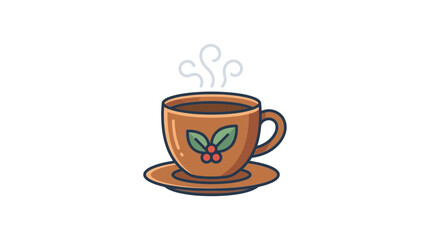 Fototapeta premium Stylized Vector Coffee Cup Illustration with Steam