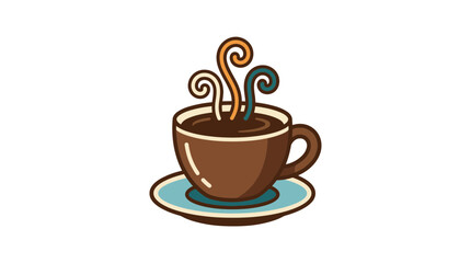 Fototapeta premium Stylized Coffee Cup Illustration with Swirling Steam