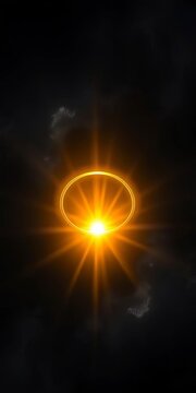 A delicate golden ring glows softly on a dark background, surrounded by wispy rays of mystical light that seem to pulse with an otherworldly energy, mysterious, cosmic