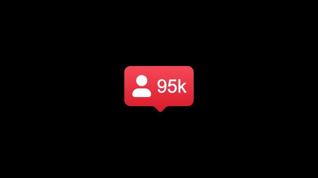Animated followers counter increasing from 1 to 1M with a user icon. Social media followers growth UI motion graphic for audience milestones, follower-increase notifications, and marketing projects.