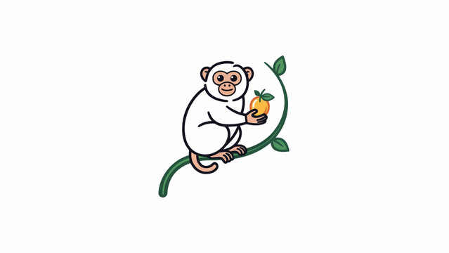 A cartoon monkey sitting on branch.