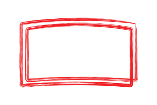 Red grunge rectangular frame icon with rough hand drawn brush strokes