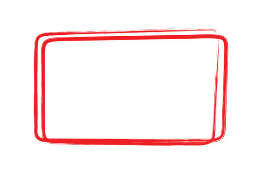 Red grunge rectangular frame icon with rough hand drawn brush strokes