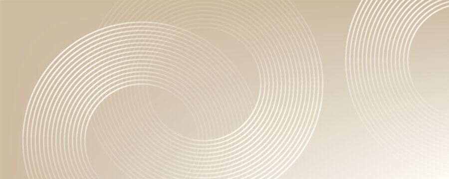 White and gold gradient vector background, featuring subtle circular line patterns. White and gold vector background in calm and modern texture. Minimal vector background in white and gold color.