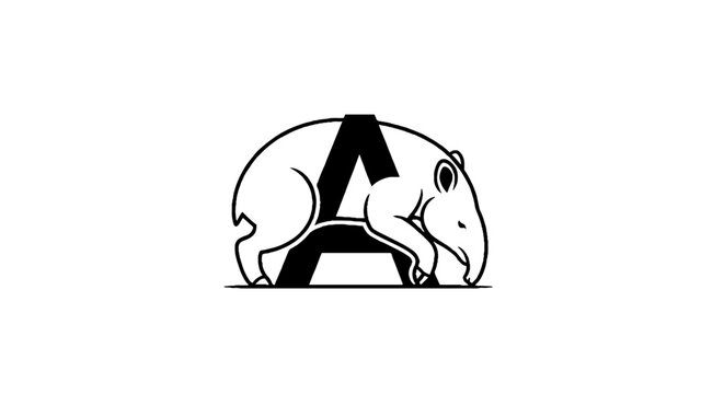 Illustrated anteater forming letter A shape.