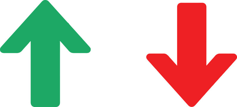 Green up arrow and red down arrow icons representing comparison and direction