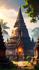 Obraz premium Ancient buddhist temple structure architecture landmark spirituality