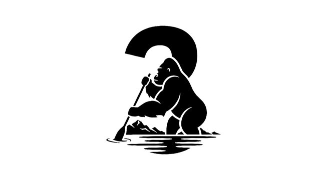 Gorilla silhouette with crescent moon design.