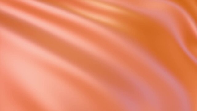 Abstract background with flowing glossy orange fabric wave, 4k computer grafic animation.