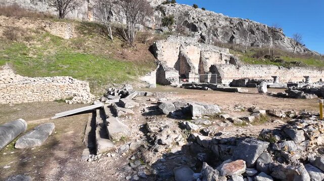 Ancient Ruins at archaeological area of Philippi, Eastern Macedonia and Thrace, Greece