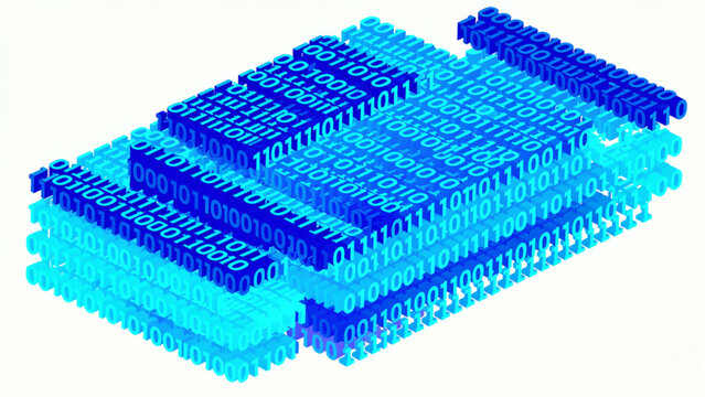 Digital Blue Circuit Board with Binary Code Representing Technology and Data Processing