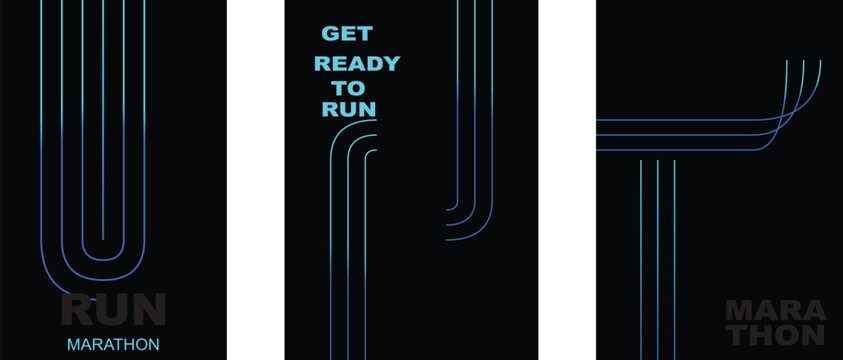 Running Marathon Event Poster Template Design Social Media Flyer Banner Vector