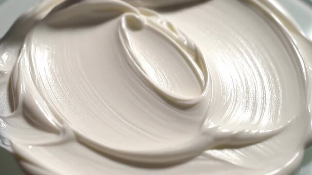Smooth white cream texture spread with a spatula for skincare or cosmetic product application