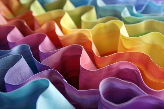 Abstract background showcasing vibrant rainbow stripes forming a captivating 3d wavy pattern