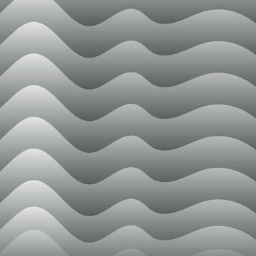 Abstract grayscale wavy vector background with elegant smooth gradient layered fluid lines pattern