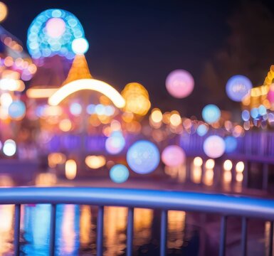 Magical crystal ball reflecting a lit-up amusement park