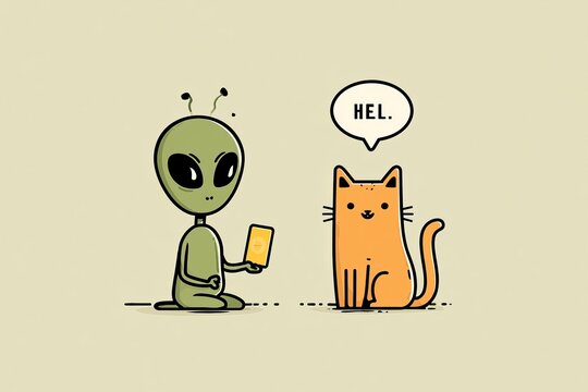 Alien and Cat First Contact Attempt