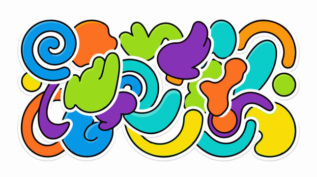 A colorful abstract illustration featuring swirling shapes