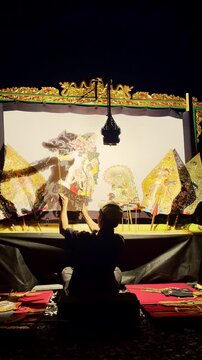 Vertical Wayang Shadow Puppet Performance