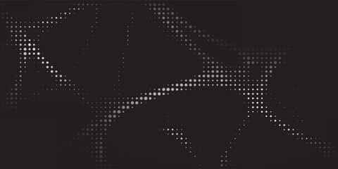 Abstract white halftone dot network pattern on black background © Axel