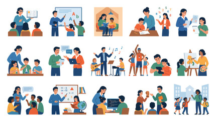 Fototapeta premium Education and Learning Scene Illustrations - Flat Style Vector Art