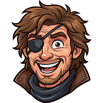 Action figure drawing Brown  Businessman Emotions smiling with one eye illustration eyepatch