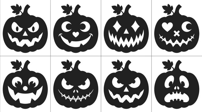 Halloween Pumpkin Faces icon set