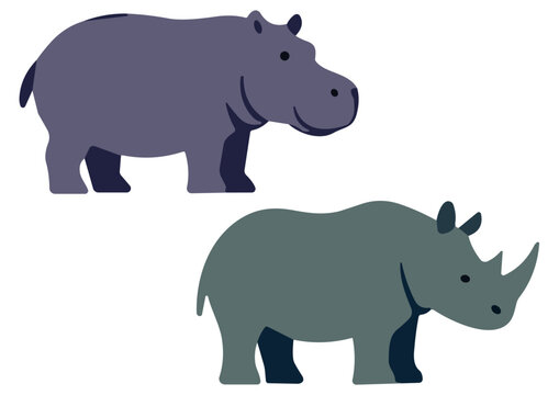 Vector Cartoon Rhinoceros