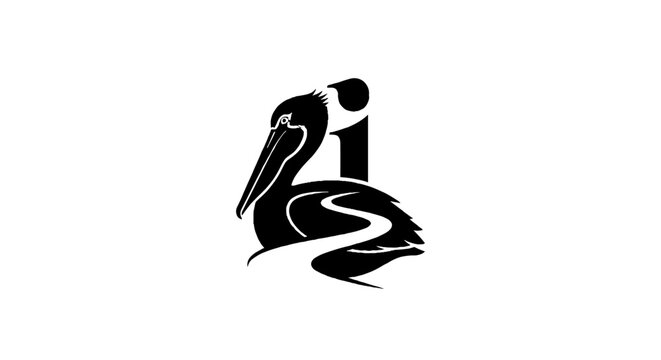 Elegant pelican logo design in black and white.