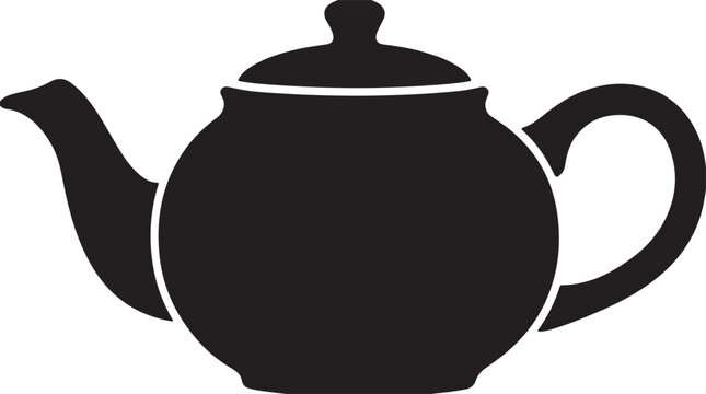 Simple black silhouette icon of a classic tea kettle with beverage appliance silhouette ceremony isolated cookware homeware infusion