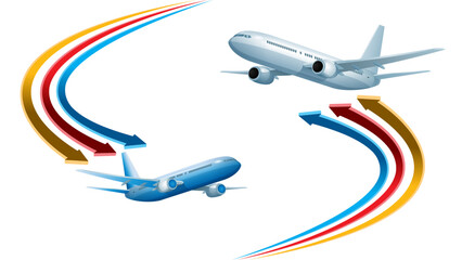 Airplane or air bus with arrow mark path vector © G Design