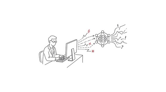 A person interacts with a computer, demonstrating the process of red-teaming in responsible artificial intelligence governance.