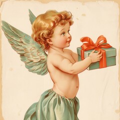 Naklejka premium Angel paper gift baby.