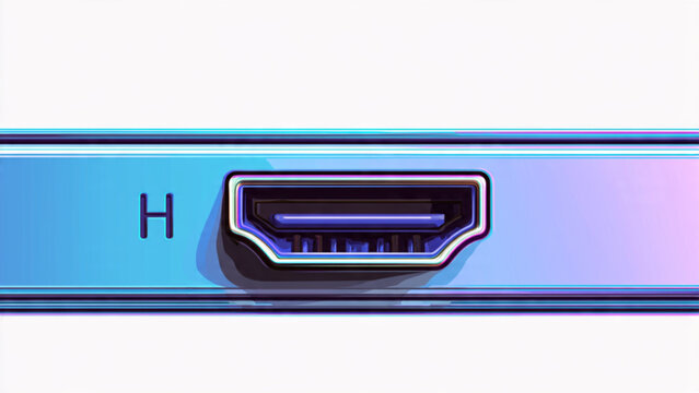 Close-up of a modern usb port with colorful reflections on a sleek electronic device