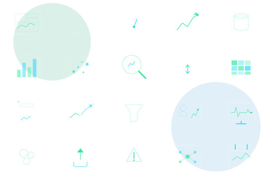 Glassmorphism data analytics icon set, business vector