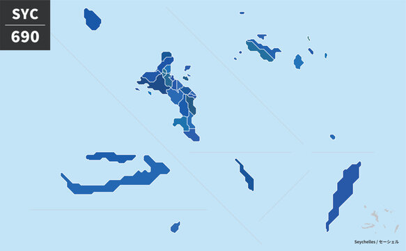 セーシェル諸島の青いグラデーションによるインフォグラフィック地図デザイン