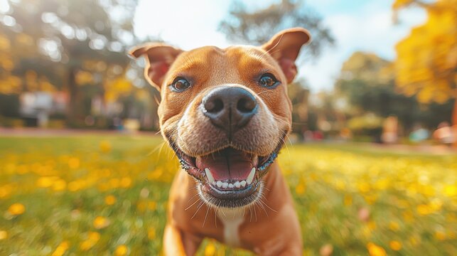 Energetic Boxer bounding joyfully through a sunny meadow on a bright day