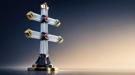 Ornate double cross symbol with precious gems for Saint Stephen's Day Hungary celebration