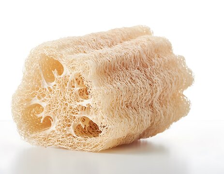 Natural dried loofah sponge isolated on a clean white surface