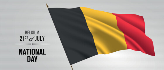 Fototapeta premium Belgium happy national day greeting card, banner vector illustration