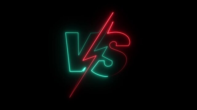 glowing neon VS versus bars icon animation on black background. Versus vs bars icon. blue color vs game match team challenge sign symbol. neon versus for sports and fight competition. game concept