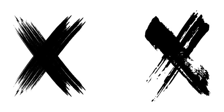 Grunge X Marks and Paint Splatters, Abstract Brush Stroke Set