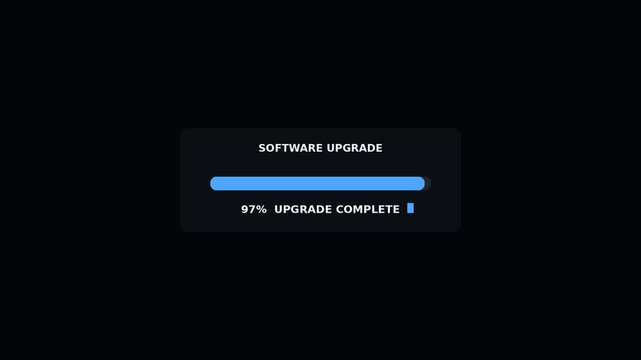 Clean digital progress bar complete 100 percent software upgrade motion graphic