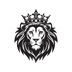 Fototapeta premium “Crowned Lion Head Silhouette Emblem”