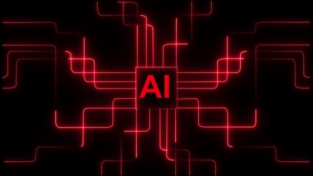 Digital Data moving on ai Circuit Board and CPU loop backgrounds. neon abstract futuristic tech with ai circuit board lines. Computer Processing and organizing data. ai Motherboard circuit pattern.