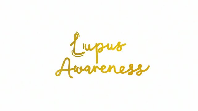 Lupus awareness One line continuous animated typography intro outro animation video, hand drawn calligraphy lettering monoline vintage text  hand drawing outline golden type on white background bg bac