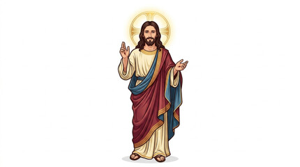 Fototapeta premium Jesus Christ standing and giving blessing vector illustration