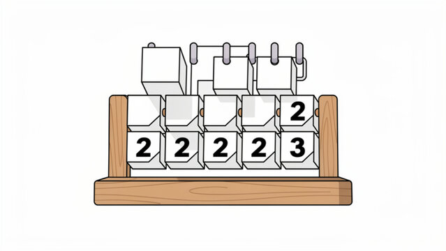 Wooden educational blocks with numbers and shapes for children learning and playing