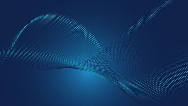 Futuristic Glowing Wave Curve on Dark Blue Background