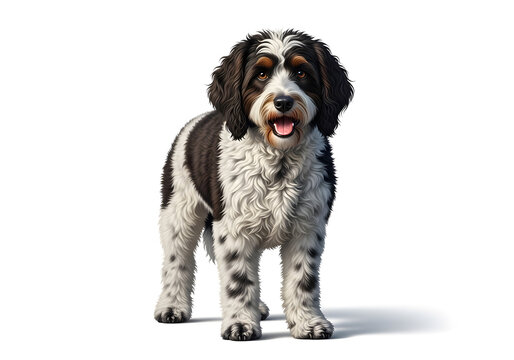 english springer spaniel dog standing on white background